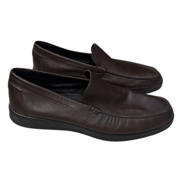 Ecco Men's S Lite Moc Classic Leather Loafers Dark Brown Shoes Size 11 - Picture 5 of 14